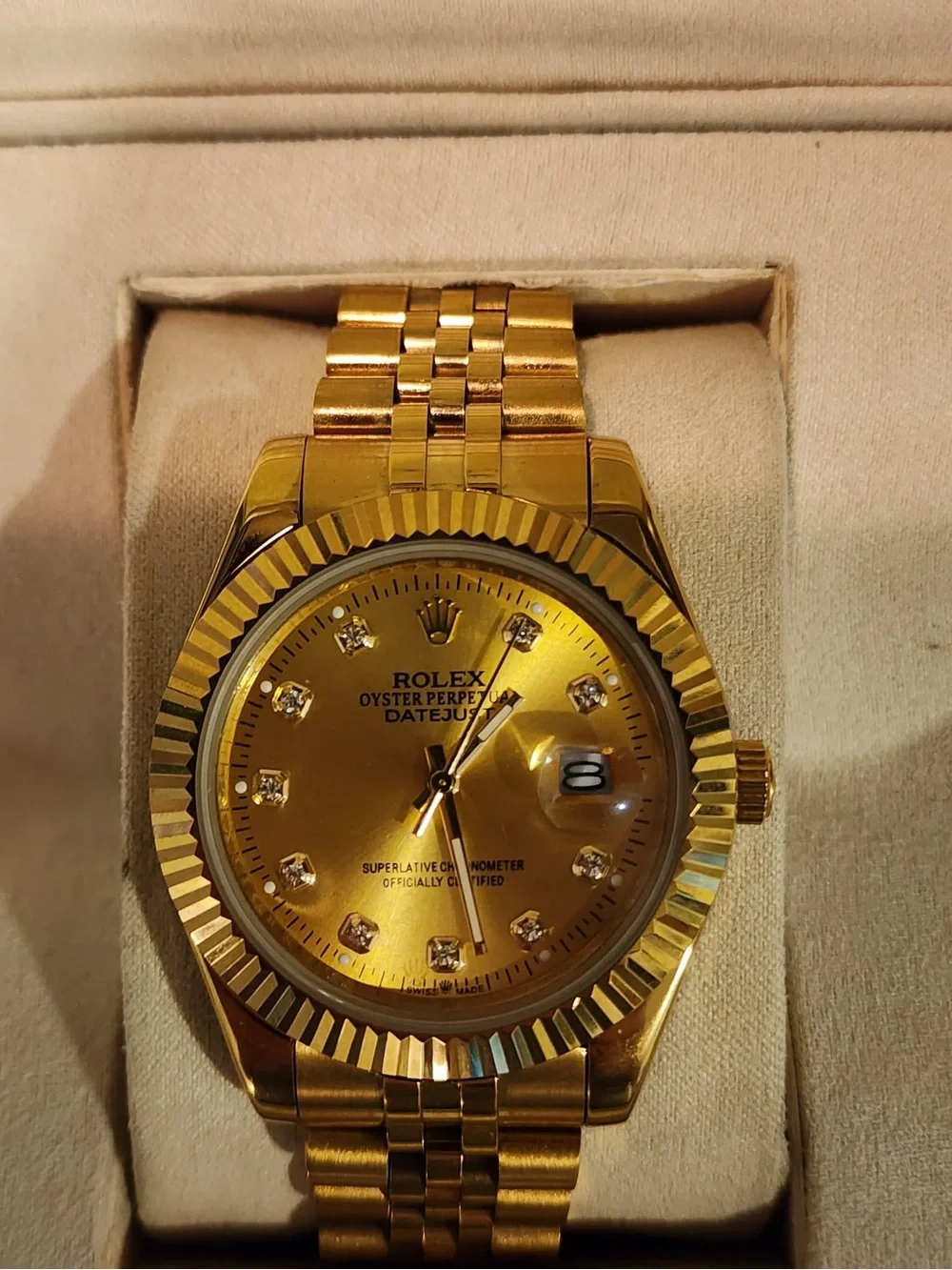 Rolex Gold Men's Bracelet Watch with Champagne Dial